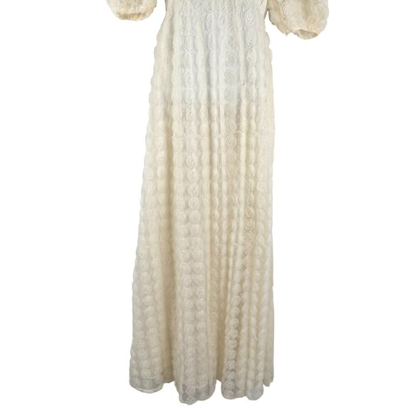 For Love & Lemons Josey Bridal Gown Maxi Dress XS Puff Sleeve Rosebud DR-1812 - Picture 6 of 11